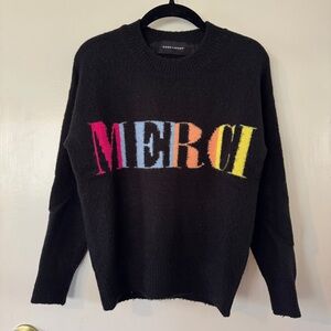 ‘Merci’ Black Sweater